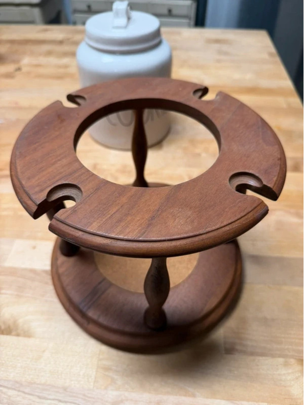 VTG Goodwood Genuine Teak Wood Wine Bottle Stand Holder & Glass Caddy MCM